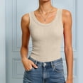 thumbnail image 7 of NIEWTR Women's Square Neck Sleeveless Double-Layer Tank Tops Basic Tight T Shirts Womens Tank Summer Tank (S,A146-Beige), 7 of 7