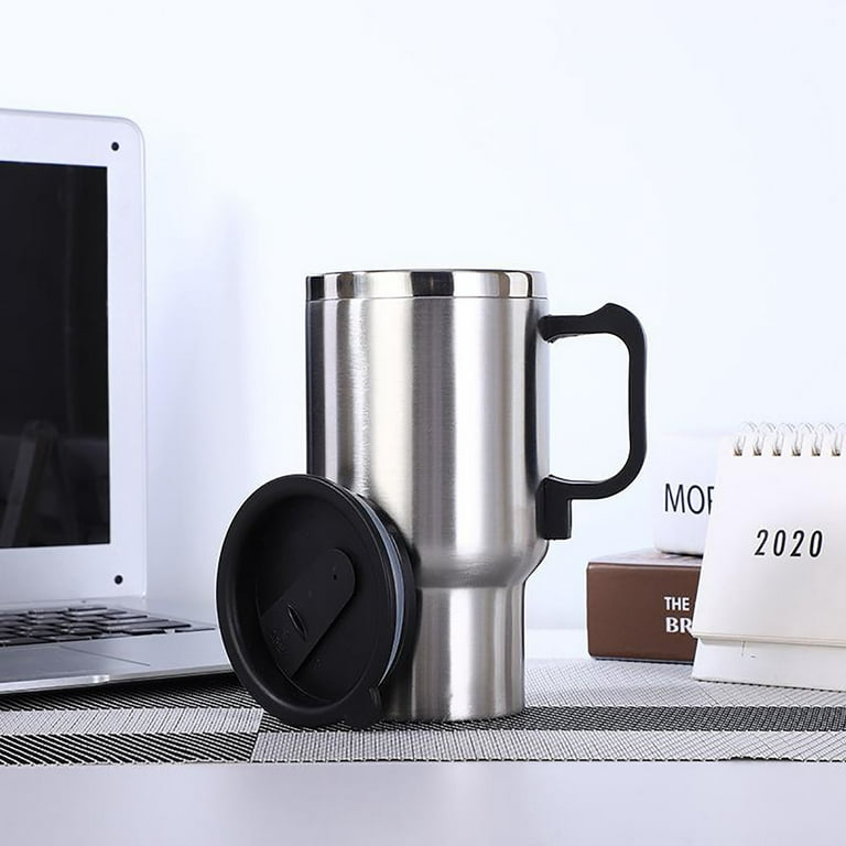 12V 450ml Steel Vehicle Heating Cup Electric Heating Car Kettle Coffee  Heated Mug USB Heating Car Coffee Mug Thermos Cup