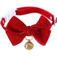 thumbnail image 1 of Collar navideño para mascotas KAIYANG 2 piezas de terciopelo con lazo navideño, 1 of 5