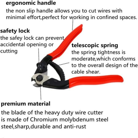 

Versatile Durable and Professional Heavy Duty Cable Cutter - Precision Wire Rope Cutter for DIY Projects Railing Decking & Bike Maintenance - Ideal Bicycle Cable Cutting Tool - Reliabl