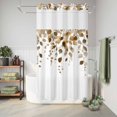 thumbnail image 6 of No Hook Shower Curtain, Brown Eucalyptus Leaves Shower Curtains for Bathroom with See Through Top Window, Summer Watercolor Leaf Waterproof & Washable Bath Curtain Small Stall 36"x78", 6 of 9