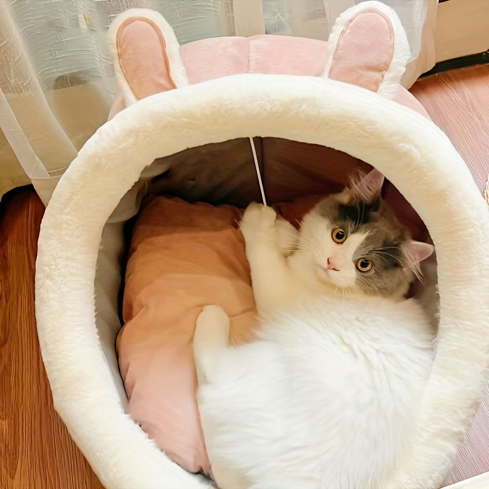 DABEI Cozy Cat Cave Bed: Soft & Warm Kitten House Tent With Washable Cushion