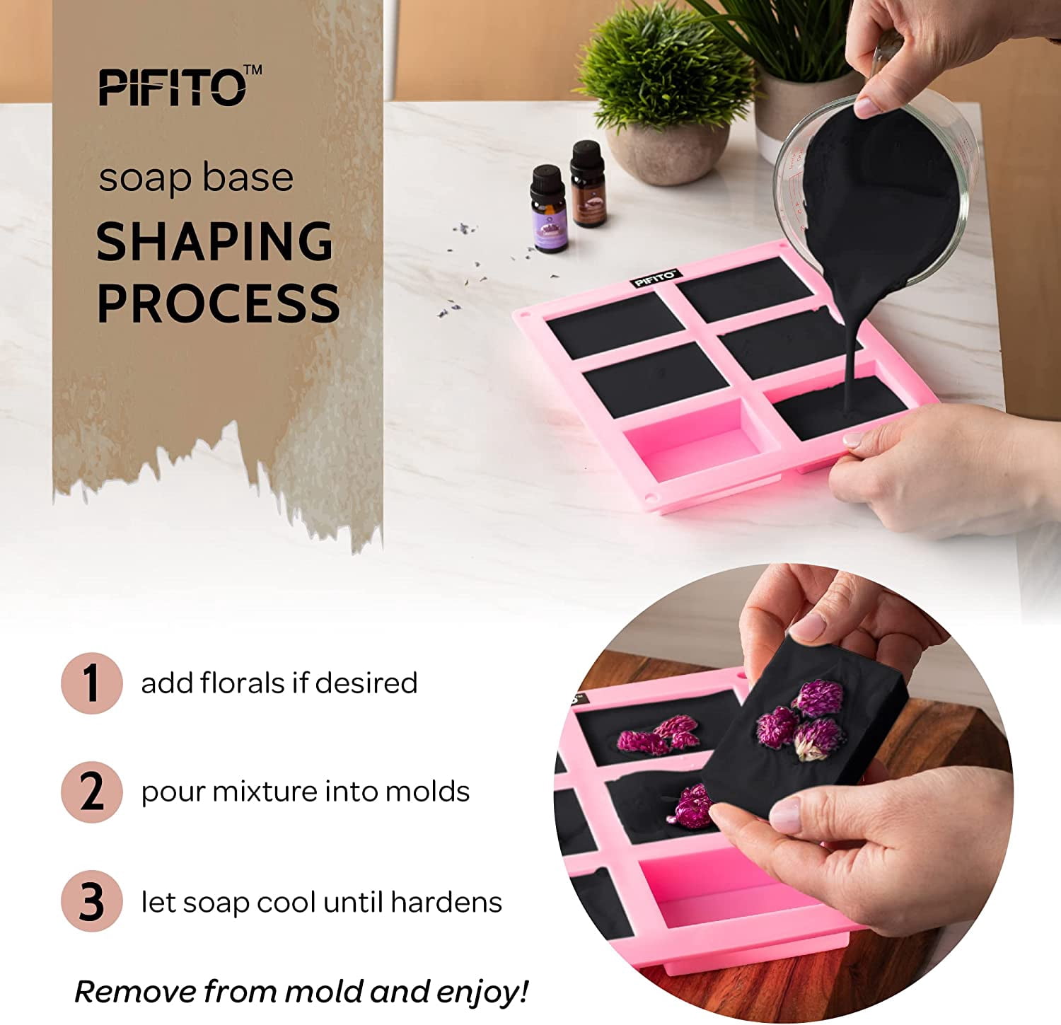 Pifito Charcoal Melt and Pour Soap Base (5 lb) │ Bulk Premium 100% Natural Glycerin Soap Base │ Luxurious Soap Making Supplies