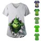 thumbnail image 2 of MIARHB - Uniforme de trabajo navideño para mujer, talla grande, estampado navideño, cuello en V, manga corta, 2 bolsillos, talla 2XL, 2 of 4