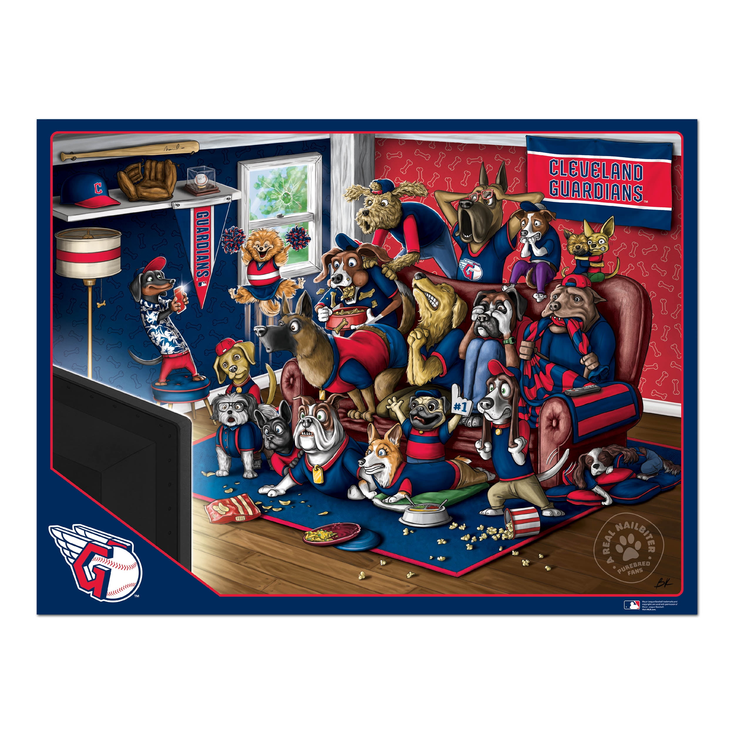 YouTheFan MLB Cleveland Guardians Purebred Fans 500pc Puzzle - "A Real Nailbiter"