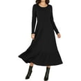 thumbnail image 6 of qolati Womens Sweater Dress Fall Long Sleeve Crewneck A Line Fit and Flare Ribbed Knit Long Dresses Elegant Ruffle Tiered Flowy Trendy Dresses Black L, 6 of 9