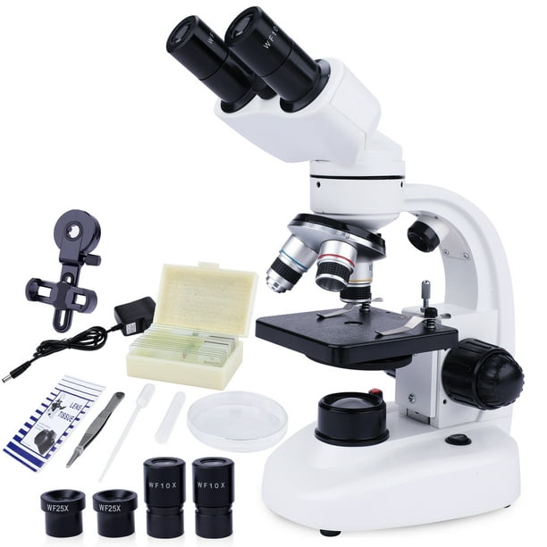 LAKWAR Microscope Binoculaire 40X-1000X avec Lames de Microscope, Microscopes Binoculaires Composés de Laboratoire