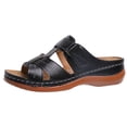 thumbnail image 1 of Zapatillas planas casuales para mujer sandalias de cuña vintage con punta abierta zapatos de plataforma de moda suela gruesa antideslizante para viajes junto al mar, 1 of 7