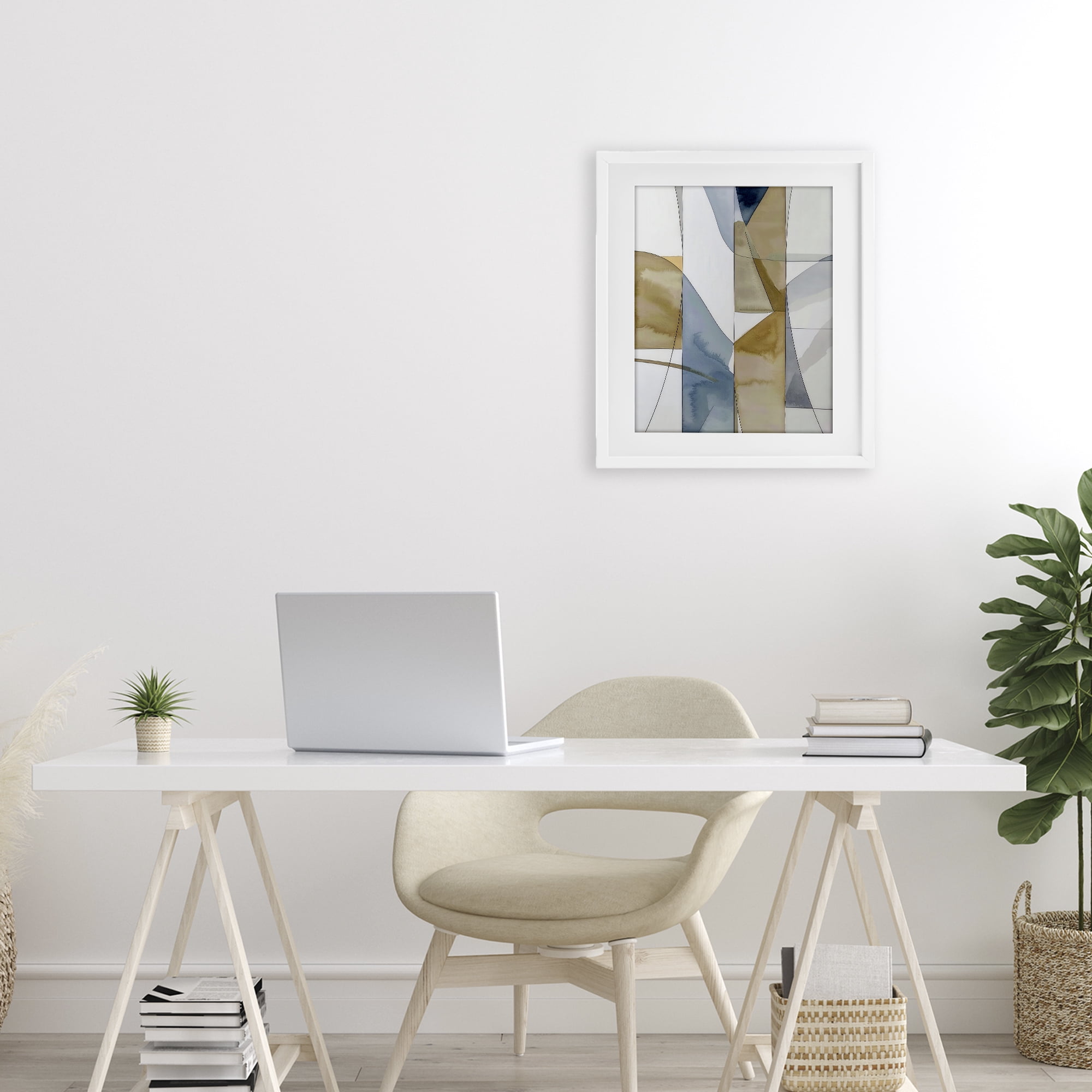 Stupell Industries Geographic Abstract Sections White Framed Print Under Glass, design by Alonza Saunders