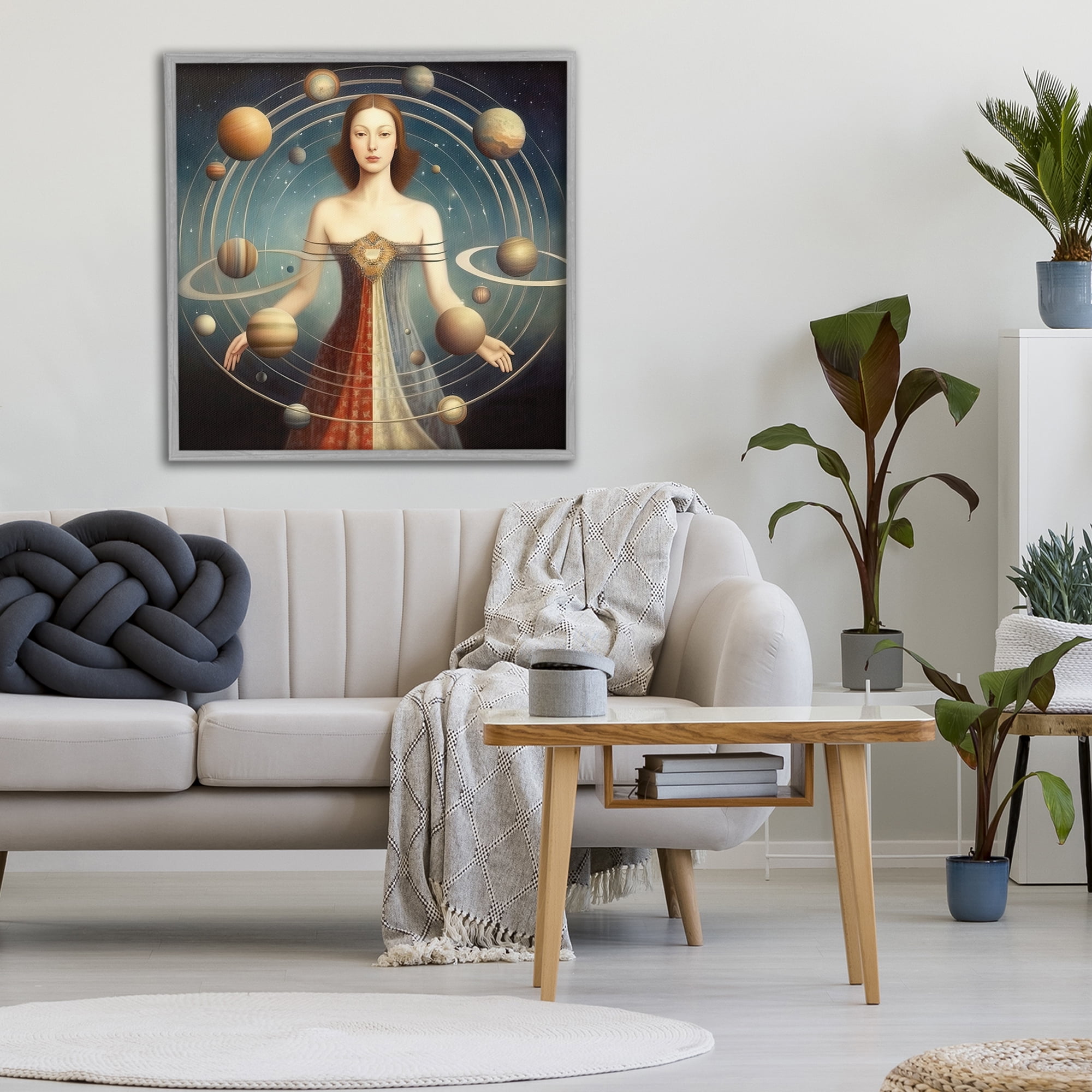 Galactic Orbits Woman Gray Framed Giclee Art, design by Sasha