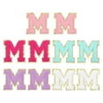 thumbnail image 1 of Parche de letras de chenilla autoadhesivas, pegatinas de alfabeto M para reparación de ropa (multicolor, paquete de 10), 1 of 6