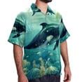 thumbnail image 2 of Whale Men's Casual Printed Button Down Short Sleeve Summer Beach Shirt, Unisex, 2 of 6