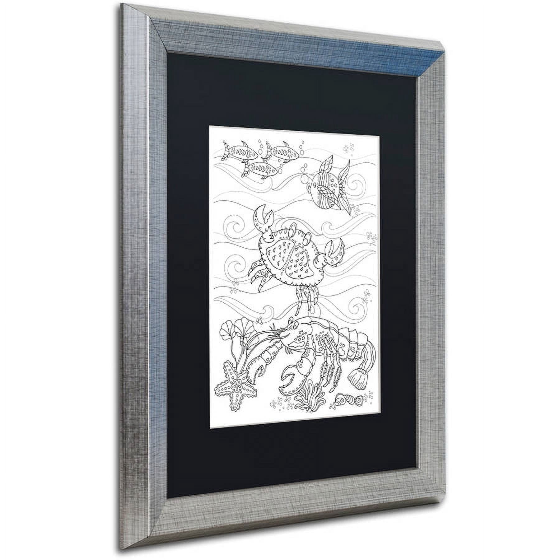 Trademark Fine Art "Crab And Lobster" Canvas Art by Lisa Powell Braun, Black Matte, Silver Frame