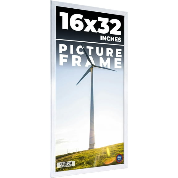 16x32 Frame Silver Real Wood Picture Frame Width 0.75 inches | Interior Frame Depth 0.5 inches |