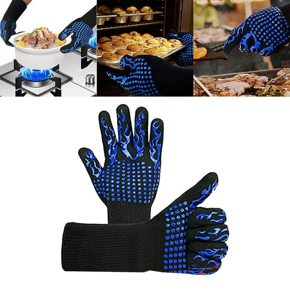Vestitly BBQ Barbecue Gloves Flame Retardant Fireproof And High Temperature Gloves 800 Insulation And Anti Scald Oven Gloves