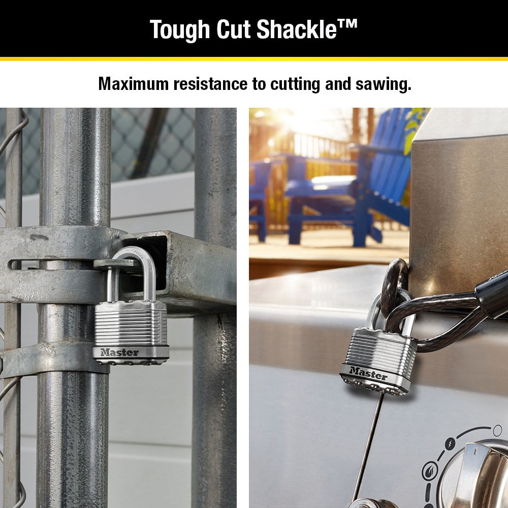 Master Lock Magnum M1XKAD 1 in Shackle Length, Steel Laminated