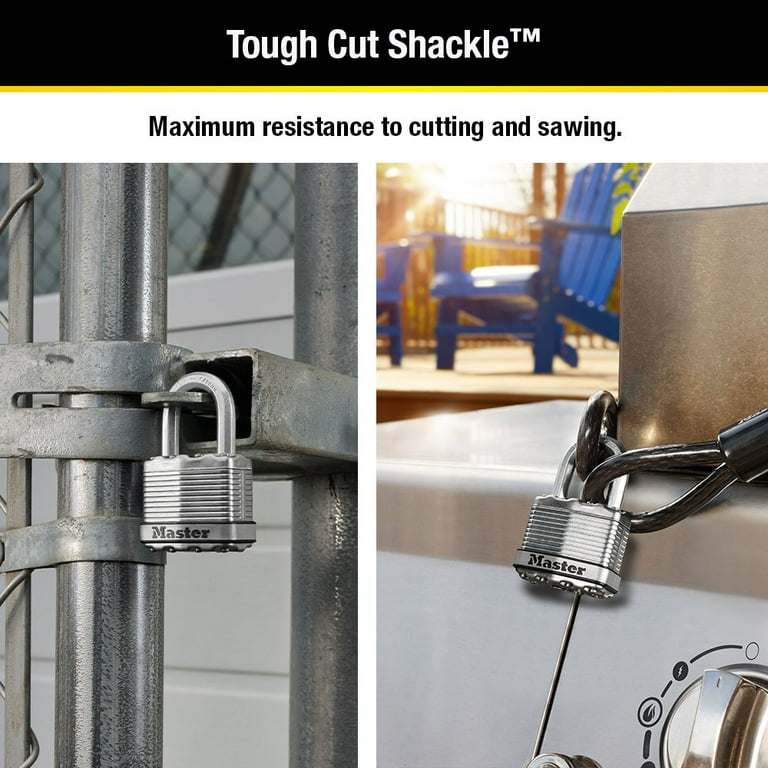 Master Lock Magnum M1XKAD 1 in Shackle Length, Steel Laminated