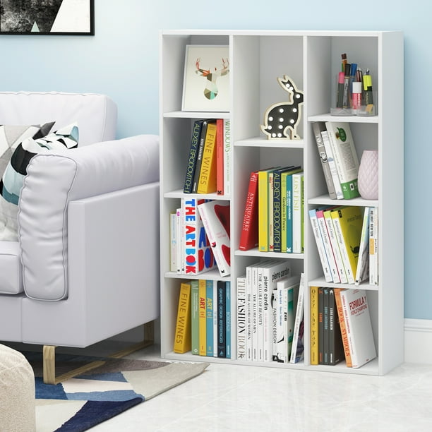 Furinno 11-Cube Reversible Open Shelf Bookcase, White - Walmart.com ...