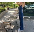 thumbnail image 4 of Women Denim Sleeveless Backless High Waist Flare Leg Jumpsuit Fitted One Piece Outfit, 4 of 9