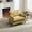 Mustard yellow + Chenille, variant on Light Brown Chenille Fold Out Sofa Bed Recliner, Mid-Century Modern Convertible Sleeper Couch, Portable Leisure Lounge Chair for Guest Room