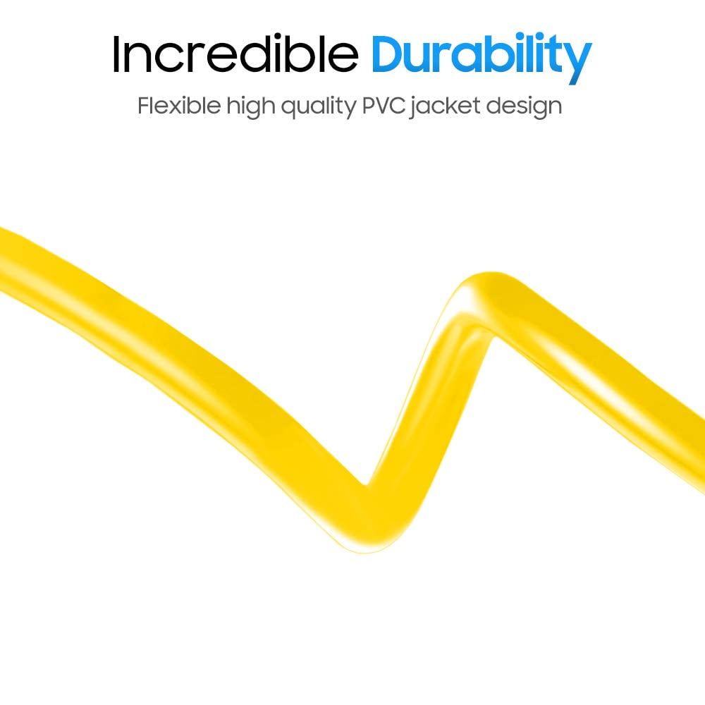 Cmple - 10 Pack Cat5e Ethernet Cable 15ft Computer Router Cables with RJ45 Connectors 1Gbps Ethernet Patch Cord 350Mhz Lan Wire - Yellow