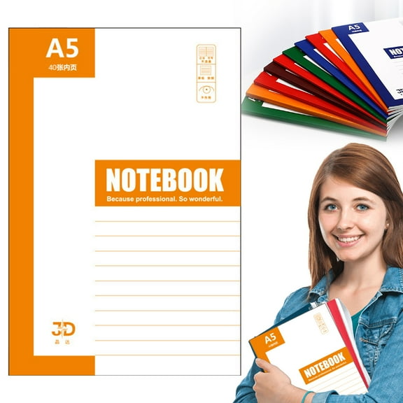 Ngheia Claerance! A5 Simple Notepad with Wide Ruled Pages, Yellow Cover for Schol and Office, 40 Sheets