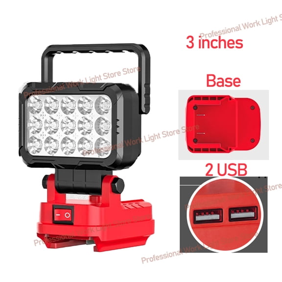 For Mil*wau*kee LED Work Lamp 3 inch 18V Battery Accessory Tool Light Torch Flashlight Lantern Camping Portable Lighting