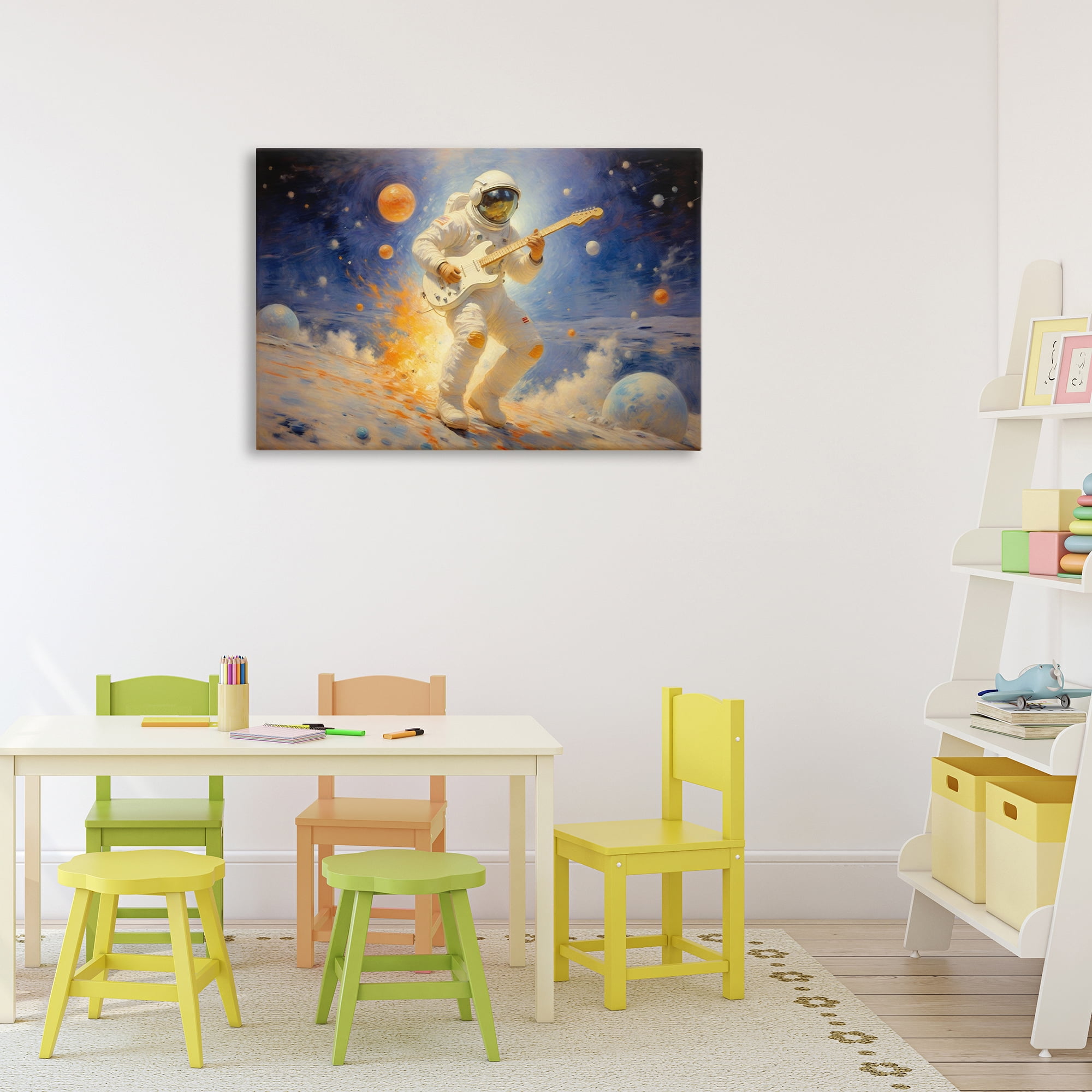 Space Astronaut Musician Canvas Wall Art, design by Angie Hawke