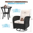 thumbnail image 3 of LazySunsets 3 Pieces Patio Furniture Set, Patio Swivel Rocker Chairs Set of 2, Wicker Outdoor Bistro Set with Rocking Chair, Off White/Black, 3 of 8