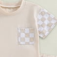 thumbnail image 4 of TOWED22 Summer Toddler Girl Clothes 2t 3t 4t 5t Embroidered Baby Girl Outfit 2 Piece Doll Neck Striped Shirt Blue Shorts Set(Beige,0-6 M), 4 of 6