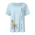 thumbnail image 5 of LYXSSBYX Clearance Plus Size Womens Shirts Women's Summer Casual Short Sleeve Flower Printing Loose Shirt Tops, 5 of 5