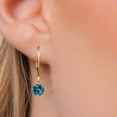 thumbnail image 3 of Gem Stone King 14K Yellow Gold London Blue Topaz Earrings for Women | 2.66 Cttw | Gemstone November Birthstone | Round 6.5MM, 3 of 6