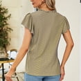 thumbnail image 4 of Tops con cuello en V Diseño hueco Puños sueltos transpirables de moda Tops de color puro Tops casuales de manga corta para playa Amarillo L, 4 of 6