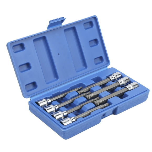 Clé à douille, 7 pièces/ensemble de douilles à cannelures extra longues M4-M10 3/8 pouces à entraînement carré avec boîte à outils outil de réparation de voiture