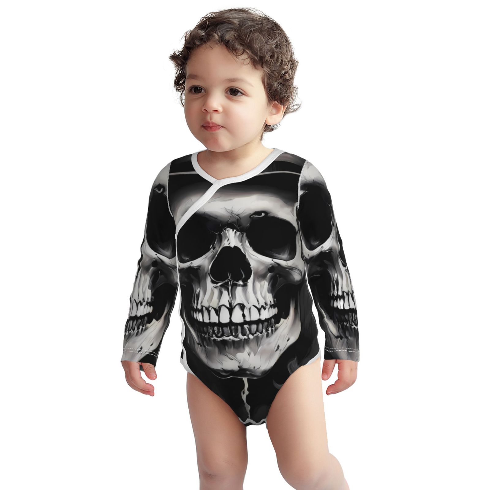 Xecao Black White Hat Skull Print Baby unisex-baby Cotton Long-sleeve Bodysuits-6 Months