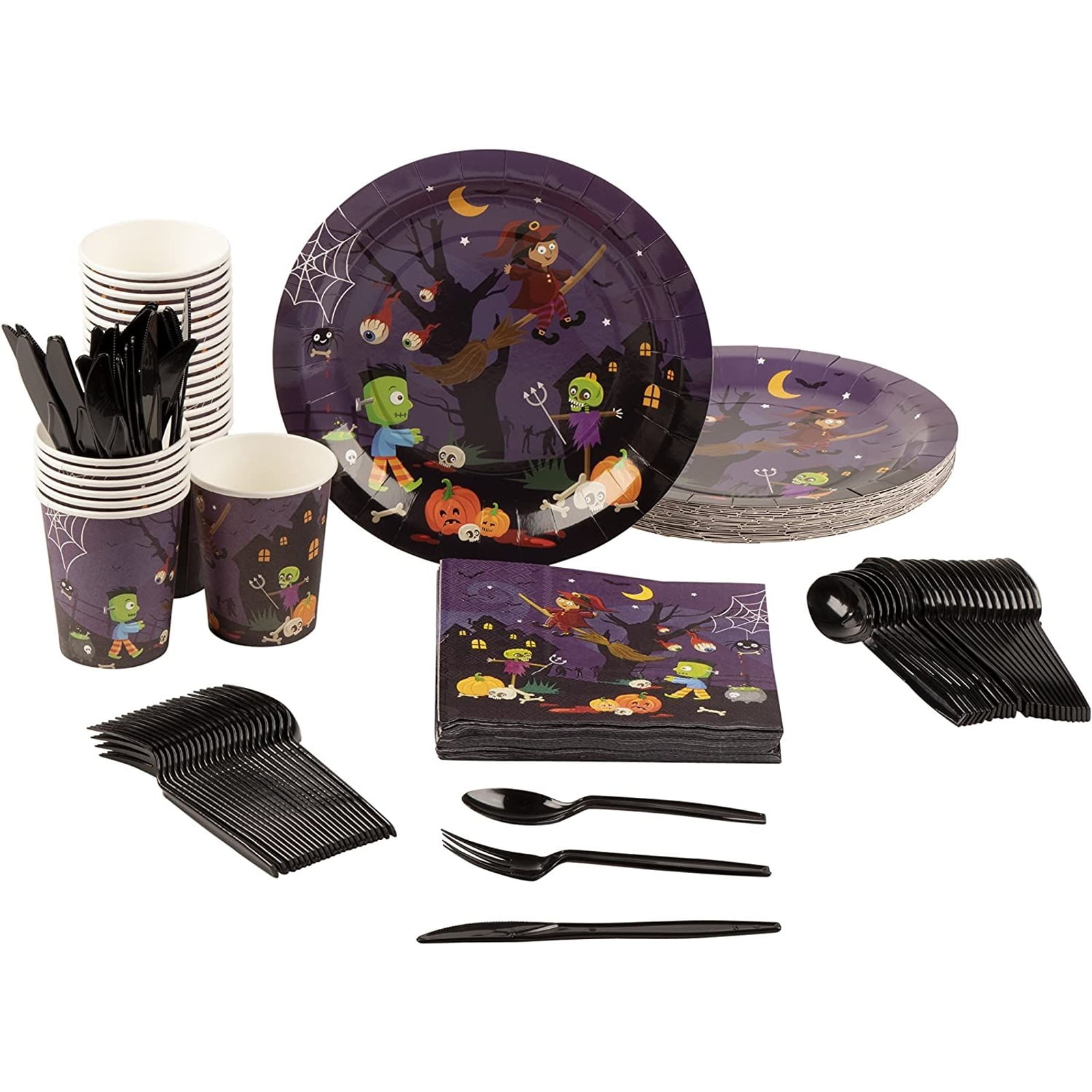 Halloween Witch Partyware SUPER BUNDLE 24 Plates cups napkins cake cases