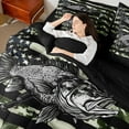 thumbnail image 3 of Manfei Vintage Pike Fish Twin Bedding Sets 7 Pieces, Black Green US Flag Bedding Comforter Set, River House Fishing Sheet Sets, Microfiber Bedroom Decor, 3 of 7