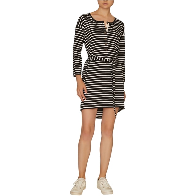 Sanctuary Clothing Womens Henley vestido alto-bajo, negro, mediano