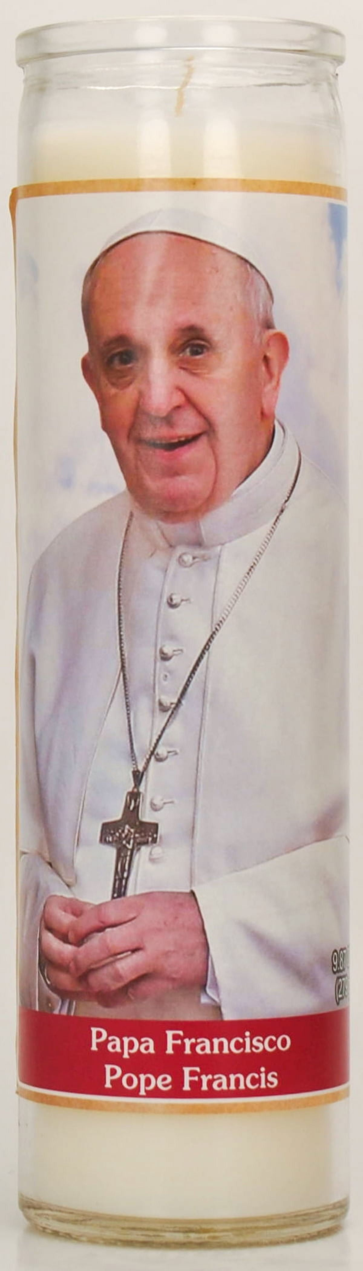 (4 pack) Prayer Candle Pope Francis White Wax, 8 Inch