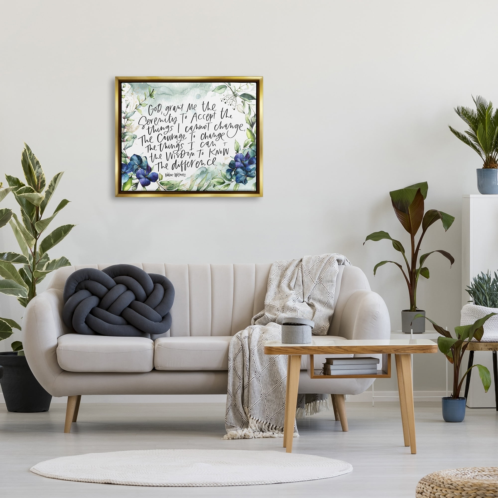 Stupell Industries Religious Perseverance Quote Floral Watercolor Painting Effect Graphic Art Metallic Gold Floating Framed Canvas Print Wall Art, Design by Valerie Wieners