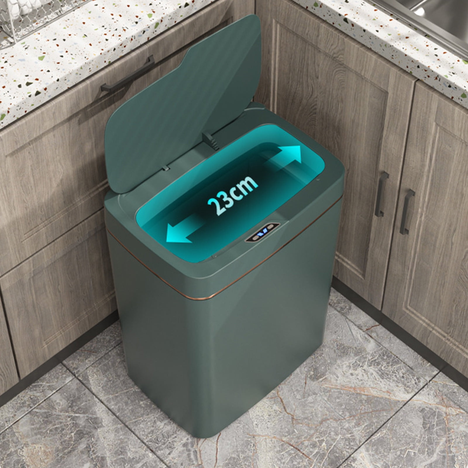 Bathroom Trash can with Automatic Touchless Lid,4 Gallon Motion Sensor Small Garbage Can, Smart Trash Bin for Bedroom, Office, Living Room （Green）