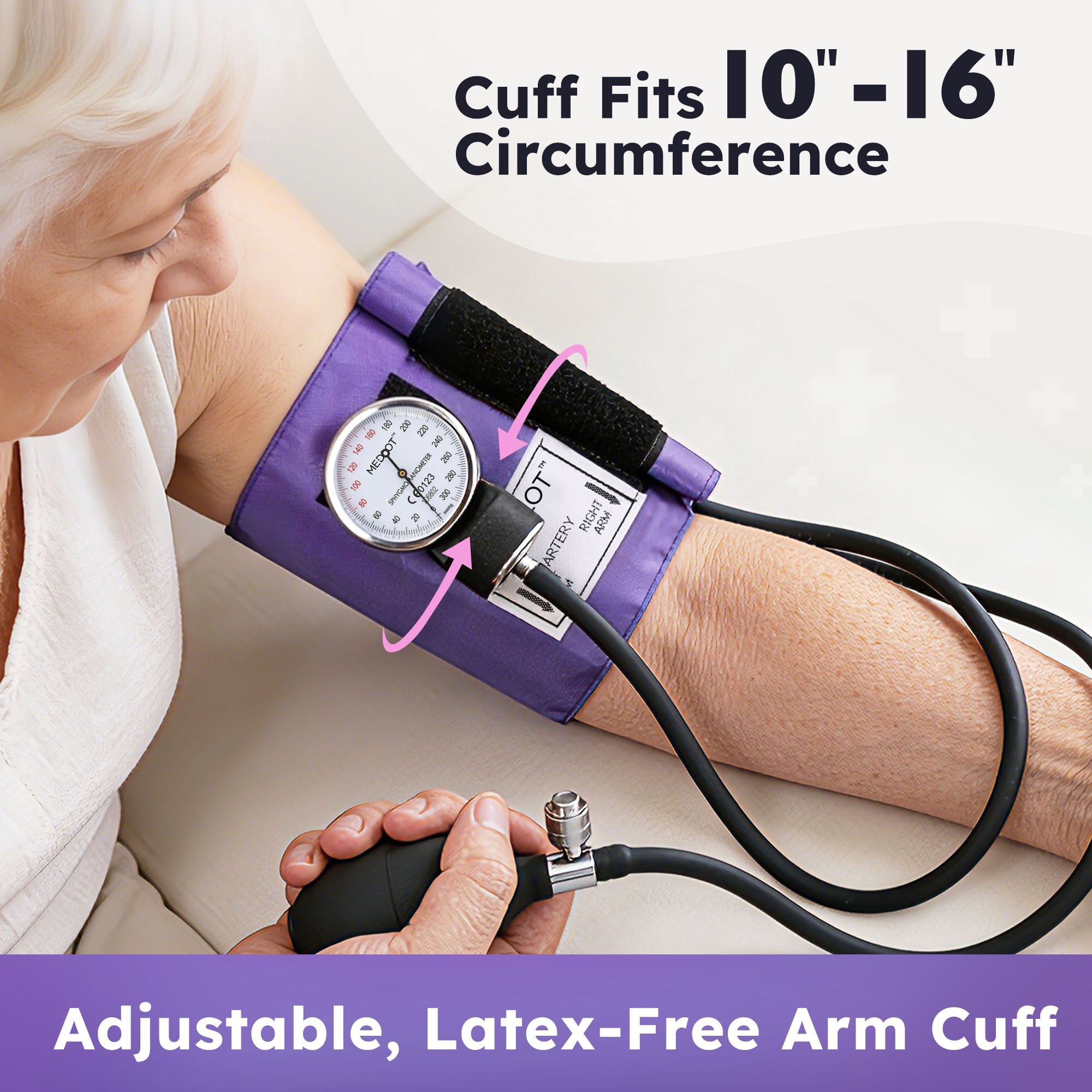 LotFancy Manual Blood Pressure Cuff, Aneroid Sphygmomanometer and Dual Head Stethoscope Kit,Purple