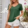 thumbnail image 5 of LYXSSBYX Summer Tops for Women 2024 Women's Patchwork Mesh Short Sleeved Top Solid Color Casual Loose T-shirt, 5 of 9