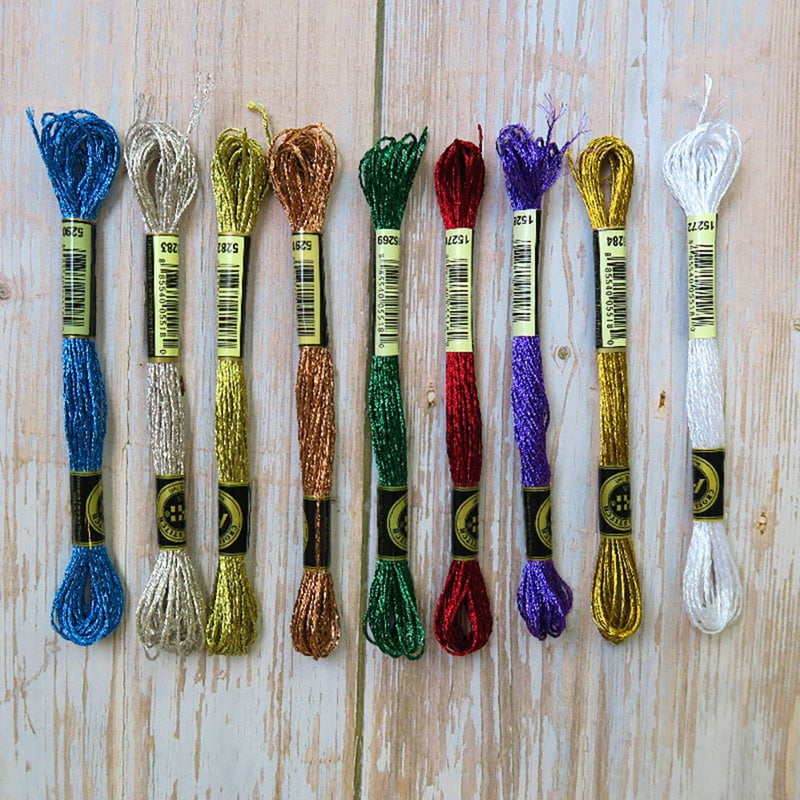 Ame Colorful Metallic Thread Handmade Cross-stitch Wiring Thread Gold Silk Embroidery Thread 8 Meters 12 Strands