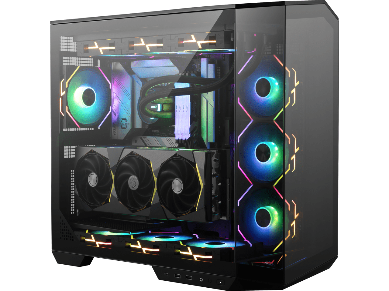 MSI MAG PANO 100L PZ Project Zero Mid Tower ATX Gaming Case, ABS Plastic, SPCC Steel, Tempered Glass, Support Back-Connect, 270-degree Panoramic Display, GPU Support Stand, Dust Filter