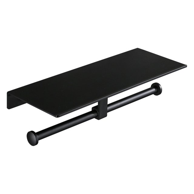 Soporte de papel higiénico Sunnimix para baño con estante doble rollo de aluminio 32x12.5 cm