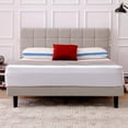 thumbnail image 1 of Base de Cama, Marco de Cama con Cabecera Acolchonada de Altura Ajustable y Tablillas de Madera Resistentes, Antideslizante (Beige, Matrimonial), 1 of 4