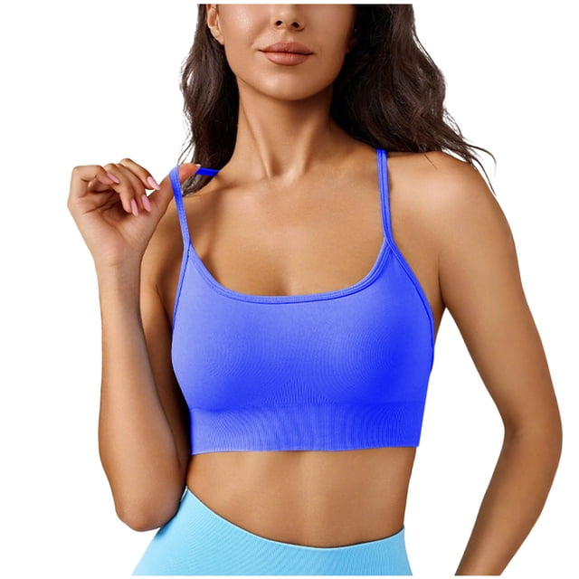 Mujeres de color sólido cuatro filas ajustable inalámbrico sujetador doble hombro yoga deportes sujetador a prueba de choques, ejercicio deportes sujetadores para mujeres