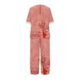 thumbnail image 5 of ICHUANYI Clearance Women's Summer Printed Half Sleeve Round Neck Cropped Top + Casual Pants Suit Set Two Piece Lounge Set(Pink, L) ICHUANYI WER2023080914341, 5 of 5