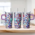 thumbnail image 2 of 20oz Stainless Steel Bohemian Travel Mug with Handle, Vacuum Insulated Tumbler, Comes with Straws & Leak-Proof Lid, Perfect Gift, 2 of 5
